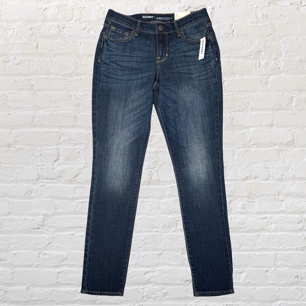 Old Navy Curvy Profile Mid Rise Skinny Jeans Dark Wash Size 2 Stretch 26x29 NWT